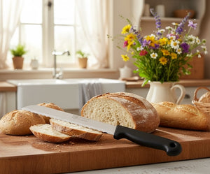 Brotmesser Bandstahl Herder Solingen 29,5cm rostfrei Wellenschliff Kunststoffgriff