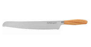 Brotmesser Premium-Klasse geschmiedet extra lang 46,5cm H. Herder Solingen Olive Handabzug Wellenschliff