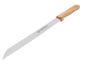 Original Solinger Brotmesser von Marsvogel 33cm rostfrei Wellenschliff mit edlem Oliven-Holzgriff