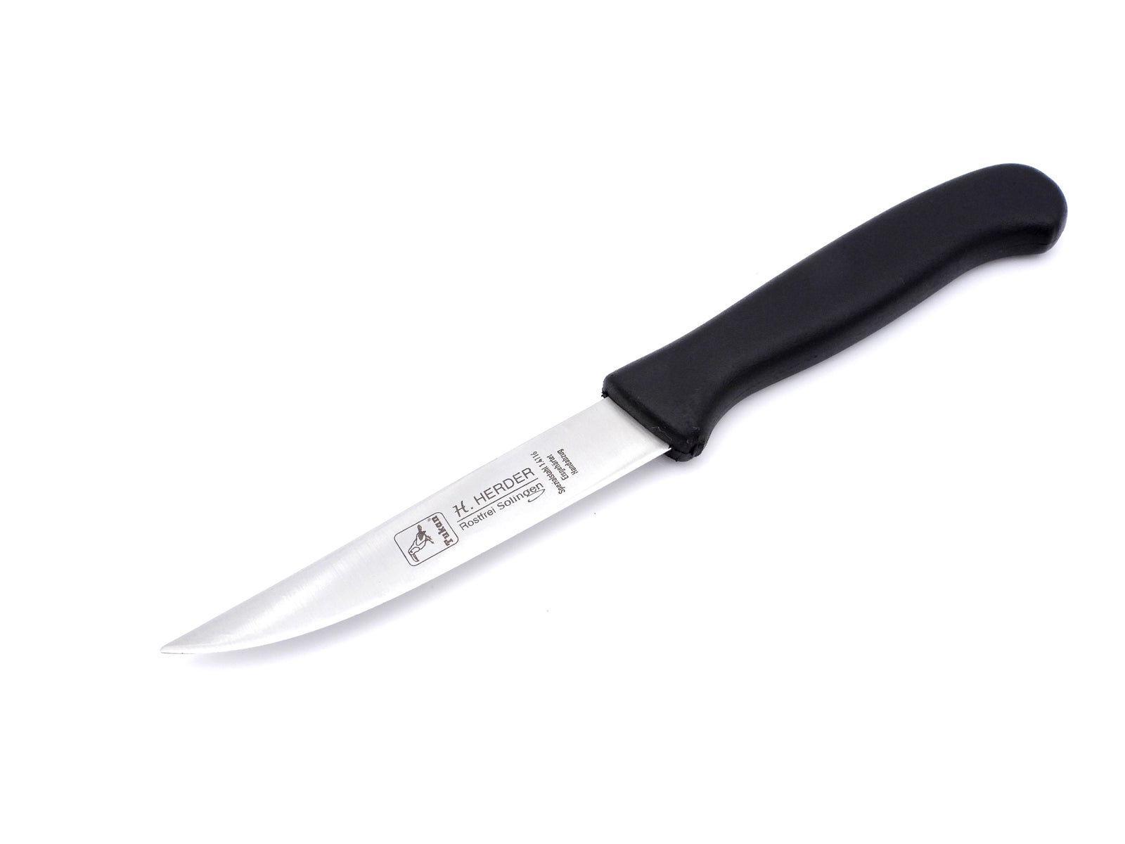 H. Herder Solingen Küchenmesser „Rückenspitz“ 19 cm – Rostfrei, Schwarzer Kunststoffgriff