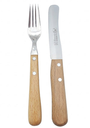 H. Herder Buckelsmesser & Essgabel Set – Solingen | Buchenholz & Wellenschliff