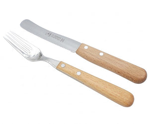H. Herder Buckelsmesser & Essgabel Set – Solingen | Buchenholz & Wellenschliff