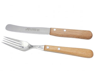 H. Herder Buckelsmesser & Essgabel Set – Solingen | Buchenholz & Wellenschliff
