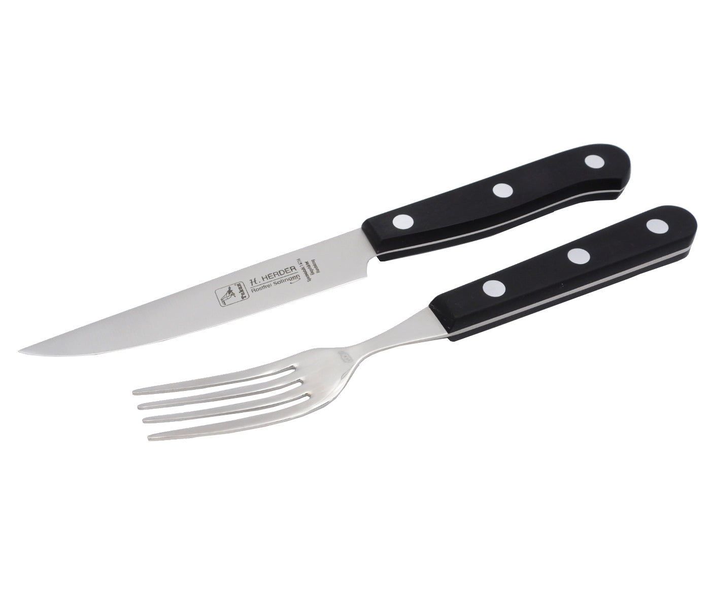 Herder Solingen - Jausen-Set Jausenmesser & Gabel aus Edelstahl POM Kunststoffgriff, rostfrei, handgefertigt