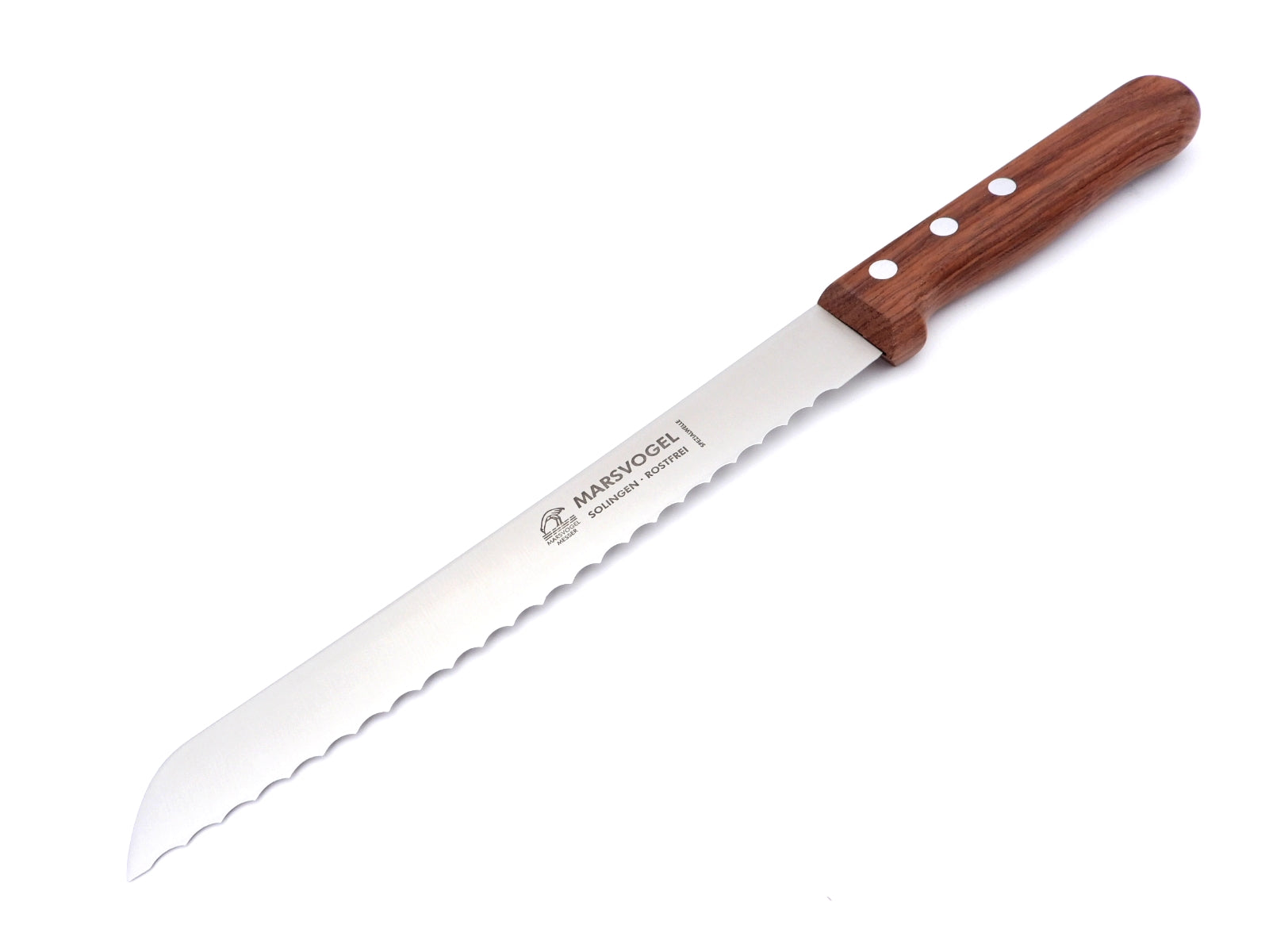 Original Solinger Brotmesser von Marsvogel 33cm rostfrei Wellenschliff mit edlem Bubinga-Holzgriff