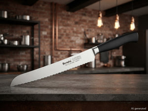Solingen Brotmesser geschmiedet 34,5 / 23 cm Solinger Wellenschliff Meisterstück