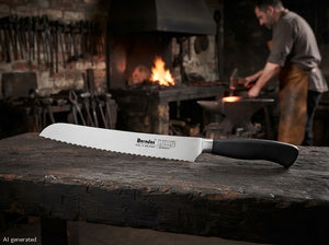 Solingen Brotmesser geschmiedet 34,5 / 23 cm Solinger Wellenschliff Meisterstück