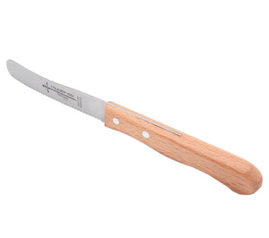 Buckelsmesser Trumpf-As  – Frühstücksmesser Solingen extra scharf Wellenschliff 22,5 cm Brötchenmesser Buche