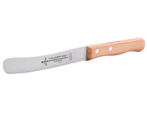 Buckelsmesser Trumpf-As  – Frühstücksmesser Solingen extra scharf Wellenschliff 22,5 cm Brötchenmesser Buche
