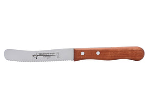 Buckelsmesser Trumpf-As  – Frühstücksmesser Solingen extra scharf Wellenschliff 22,5 cm Brötchenmesser Kirsche
