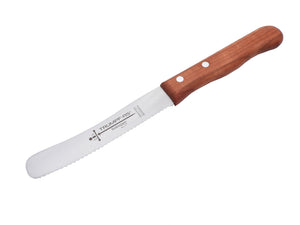 Buckelsmesser Trumpf-As  – Frühstücksmesser Solingen extra scharf Wellenschliff 22,5 cm Brötchenmesser Kirsche