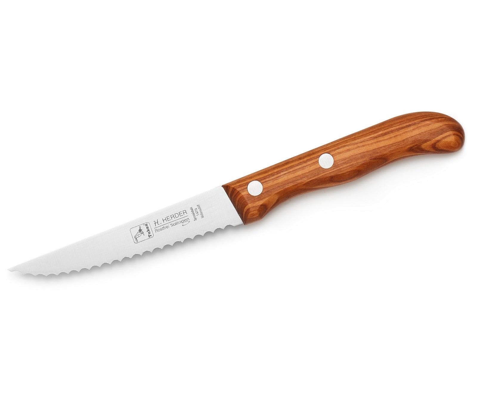 Haushaltsmesser H. Herder Solingen Küchenmesser 24,5cm Wellenschliff rostfrei Olive