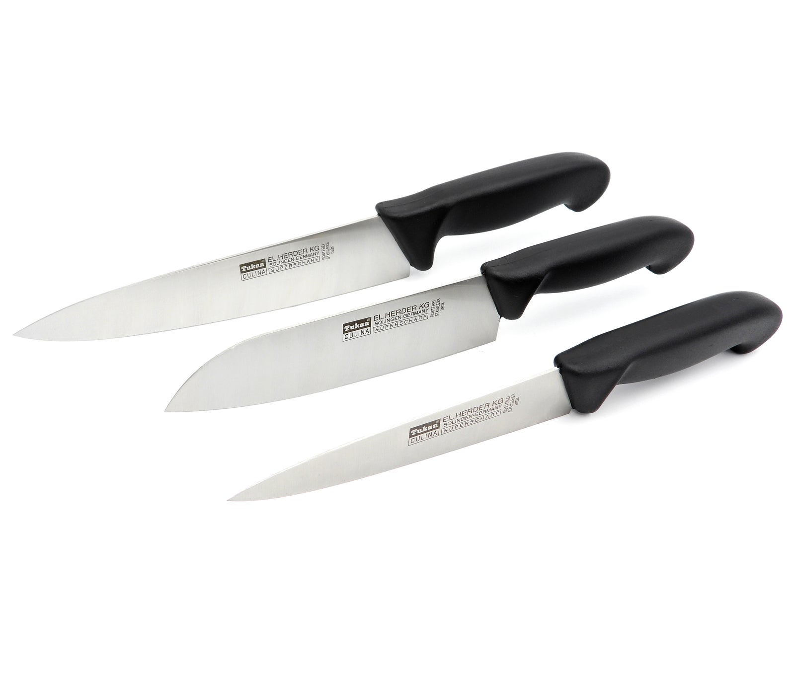 3 Solingen Profi Kochmesser Santoku extra scharfer Solinger Handabzug Set Herder