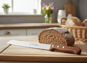 Original Solinger Brotmesser von Marsvogel 33cm rostfrei Wellenschliff mit edlem Bubinga-Holzgriff