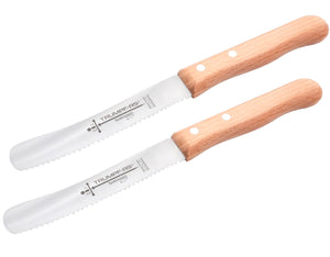 Buckelsmesser Trumpf-As  – Frühstücksmesser Solingen extra scharf Wellenschliff 22,5 cm Brötchenmesser Buche