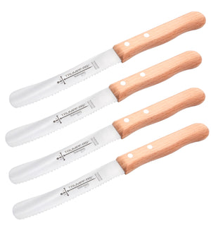 Buckelsmesser Trumpf-As  – Frühstücksmesser Solingen extra scharf Wellenschliff 22,5 cm Brötchenmesser Buche