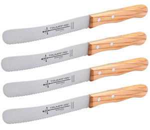 Buckelsmesser Trumpf-As  – Frühstücksmesser Solingen extra scharf Wellenschliff 22,5 cm Brötchenmesser Olive