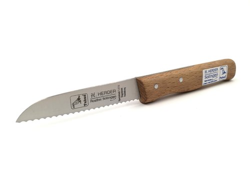 H. Herder Solingen Küchenmesser 17,5cm Wellenschliff rostfrei Buche
