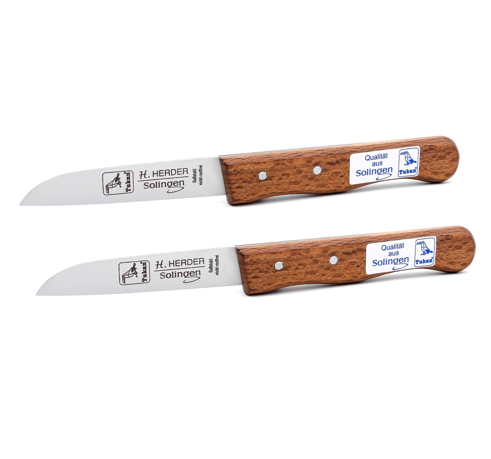 2 H.Herder Solingen Küchenmesser 17,2cm  Gußstahl nicht rostfrei Buche