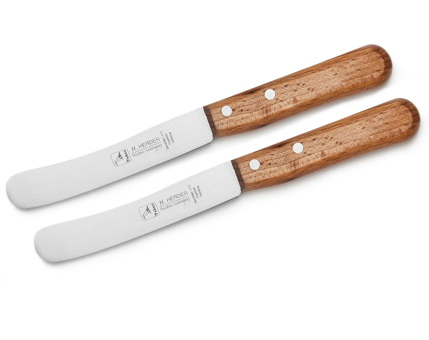 2 H. Herder Solingen Buckelsmesser Frühstücksmesser 22cm rostfrei Buche
