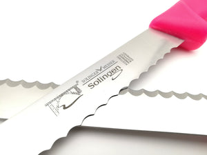 Brotmesser + Kochmesser Santoku Solingen Solinger Schliff Sonderfarbe Neon Pink rostfrei Set