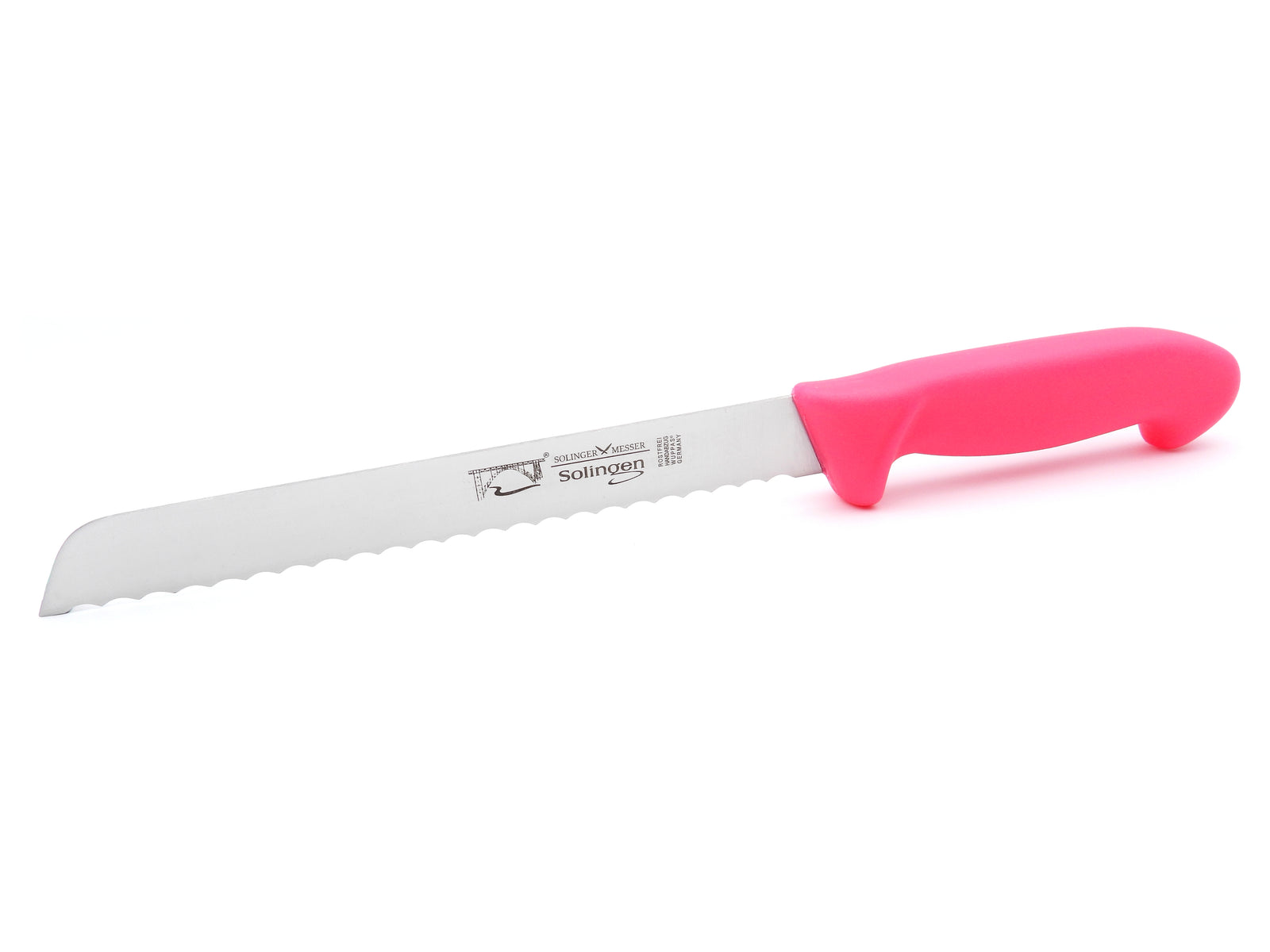 Brotmesser Solingen 33,5cm Solinger Wellenschliff Spezialstahl Sonderfarbe Neon Pink rostfrei