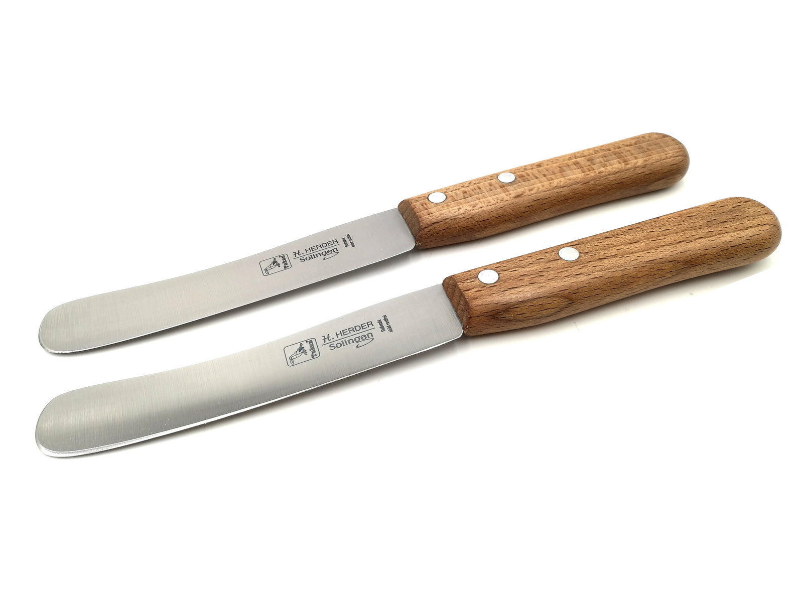 2 Buckelsmesser H. Herder Solingen Carbon Frühstücksmesser 21,5cm nicht rostfrei Buche