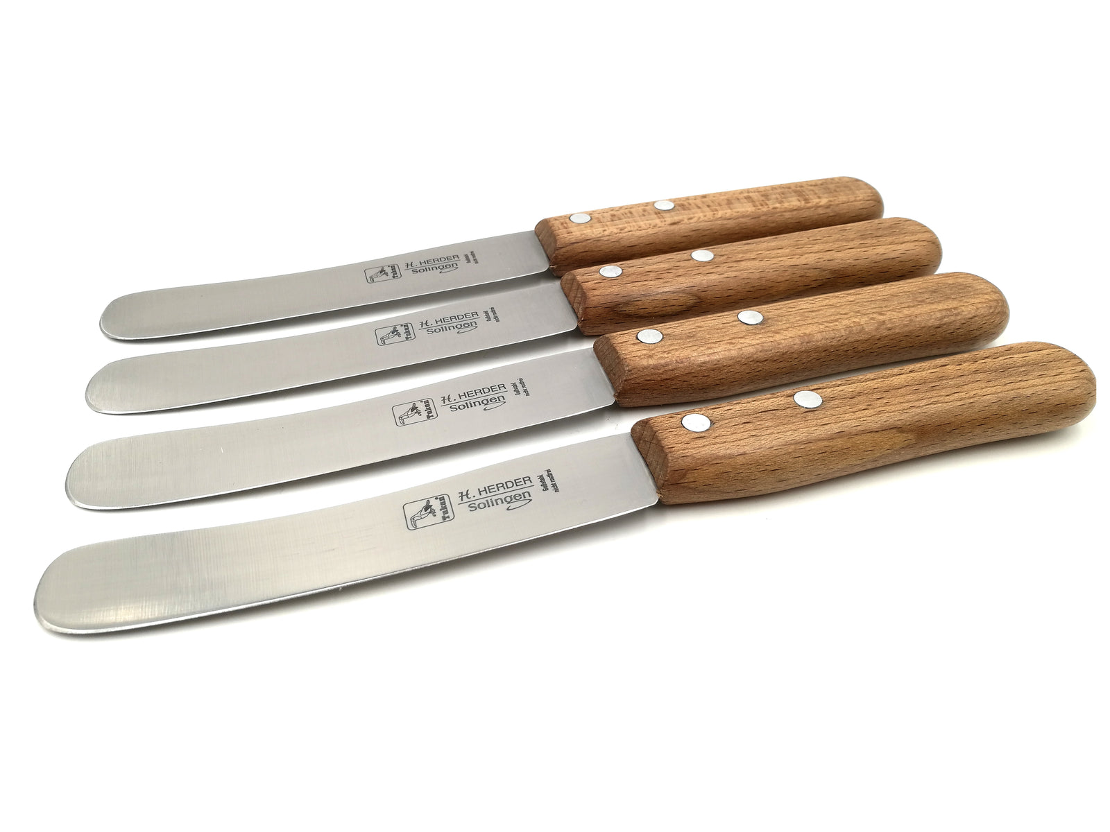 4 Buckelsmesser H. Herder Solingen Carbon Frühstücksmesser 21,5cm nicht rostfrei Buche
