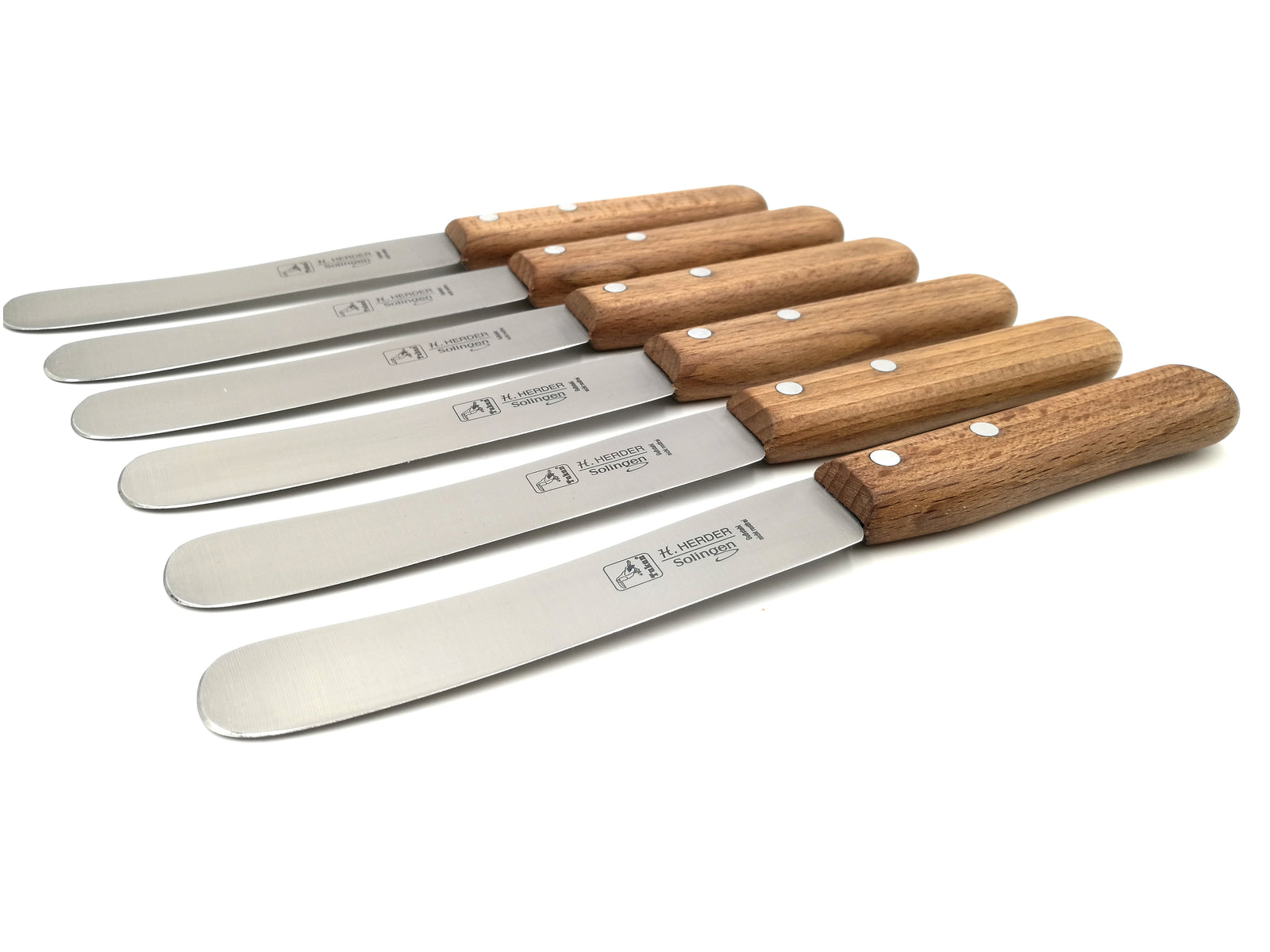 6 Buckelsmesser H. Herder Solingen Carbon Frühstücksmesser 21,5cm nicht rostfrei Buche