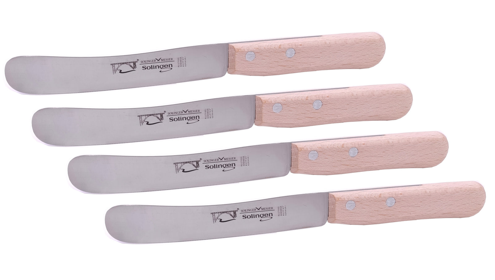 4 Solinger Buckelsmesser Buche Natur Brötchenmesser Solingen Wuppas Frühstücksmesser