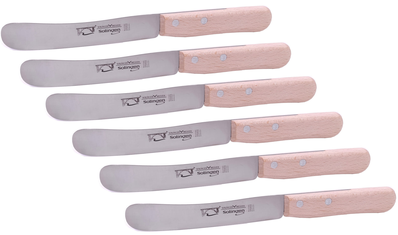 6 Solinger Buckelsmesser Buche Natur Brötchenmesser Solingen Wuppas Frühstücksmesser