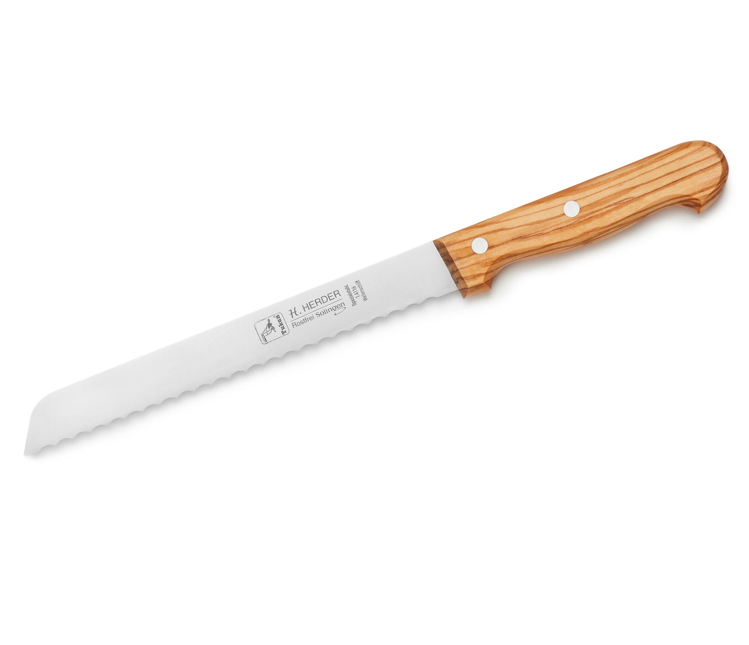 H. Herder Solingen Brotmesser 32cm  Olive Wellenschliff  Spezialstahl rostfrei