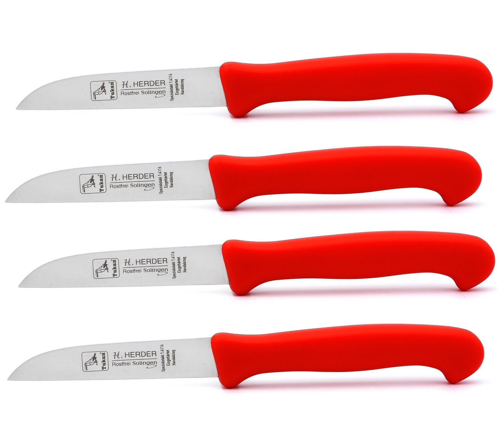4 Herder Solingen Küchenmesser Solinger Gemüsemesser Rostfrei Kunststoff-Griff rot