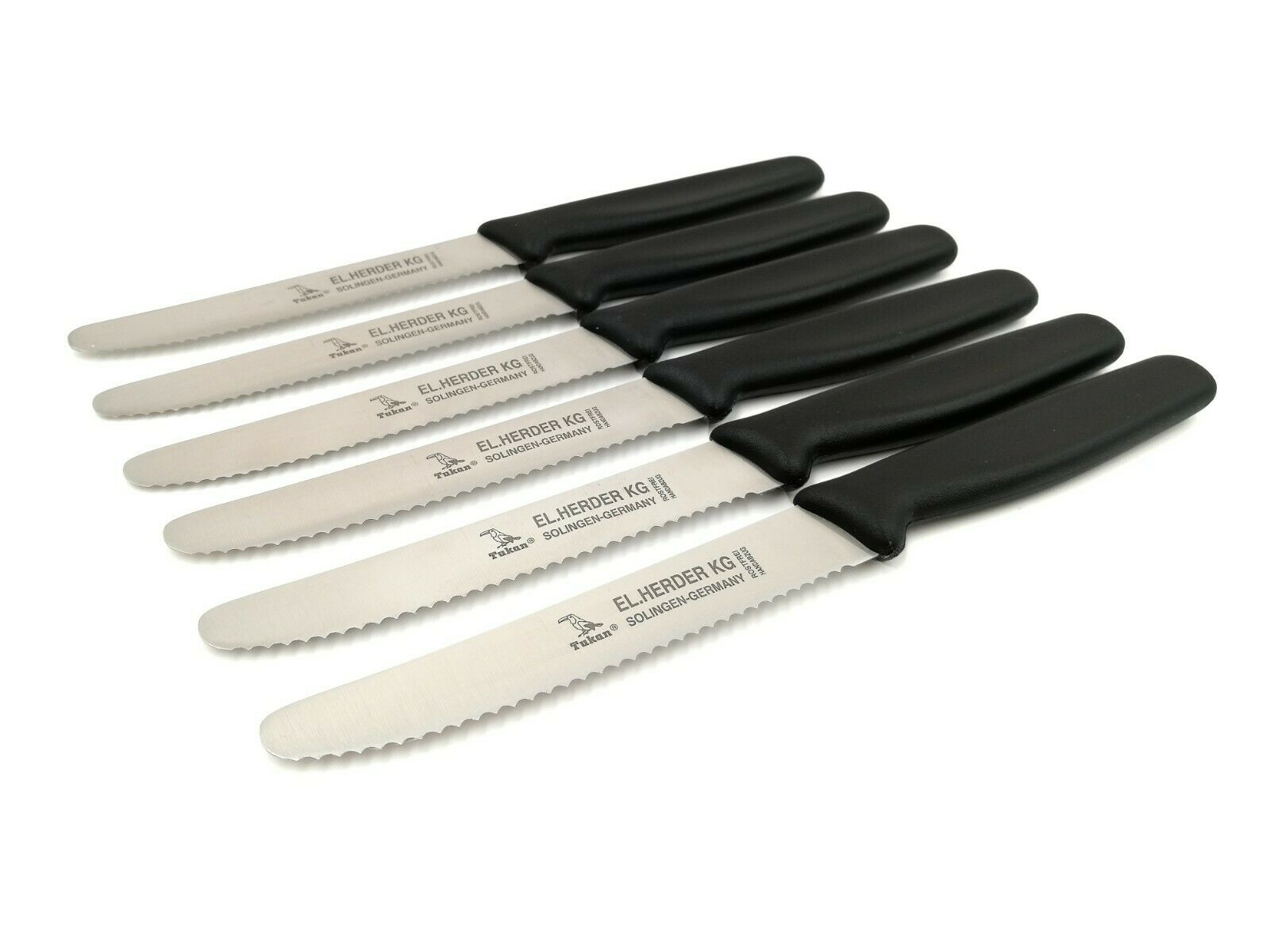 6 Brötchenmesser Frühstücksmesser Herder Küchenmesser Tomatenmesser Schwarz Solingen