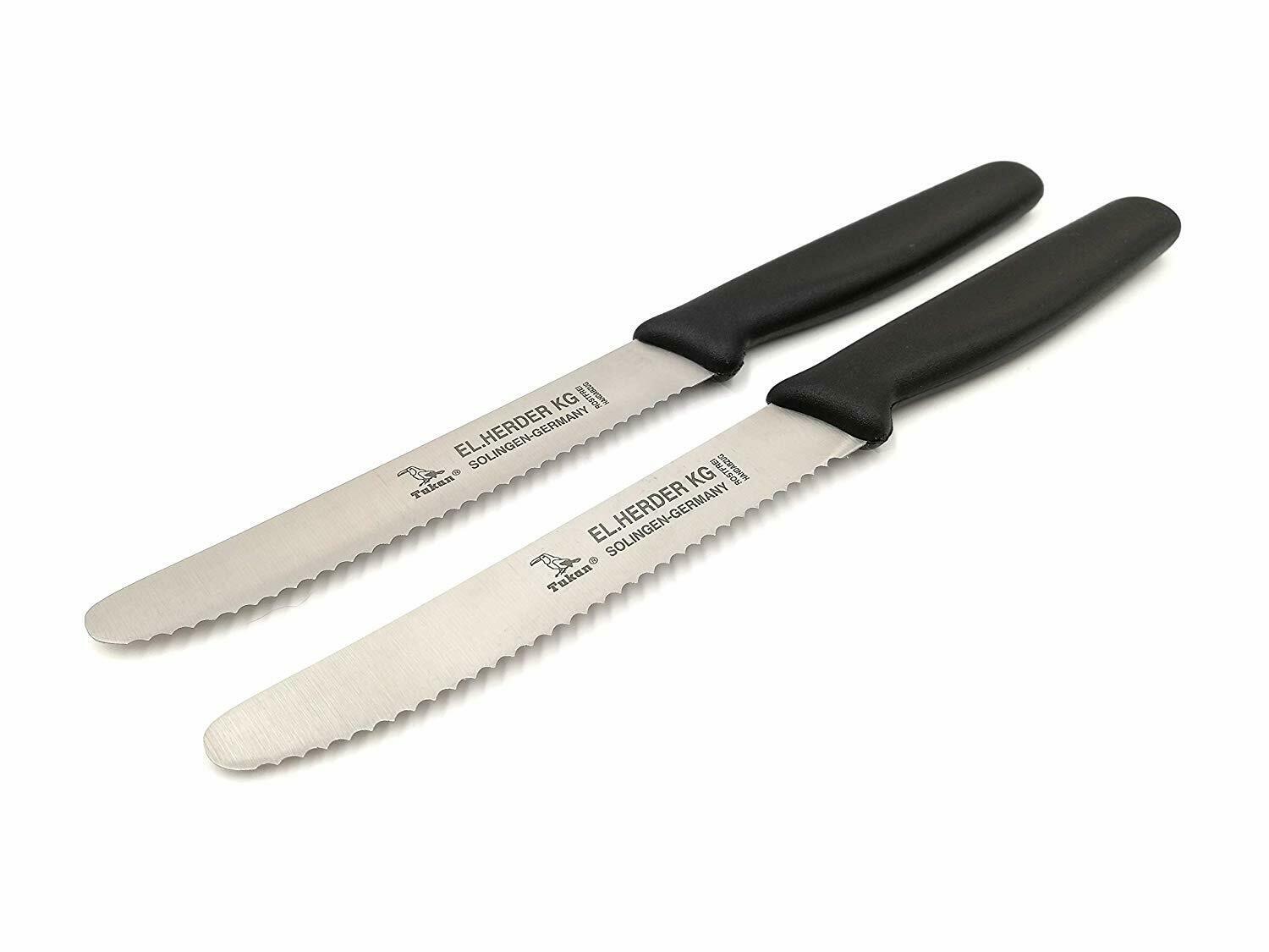 2 Brötchenmesser Frühstücksmesser Tomatenmesser Schwarz Solingen
