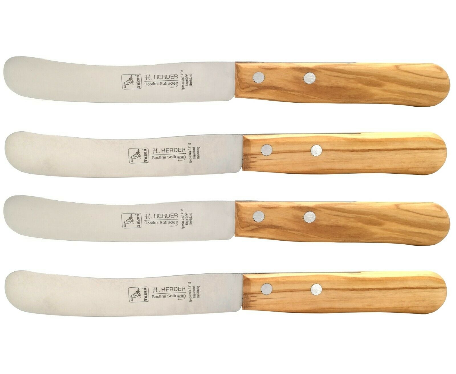 4 H. Herder Solingen Frühstücksmesser Buckelsmesser 22cm rostfrei Olive